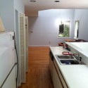 Galley kitchen looking toward living room